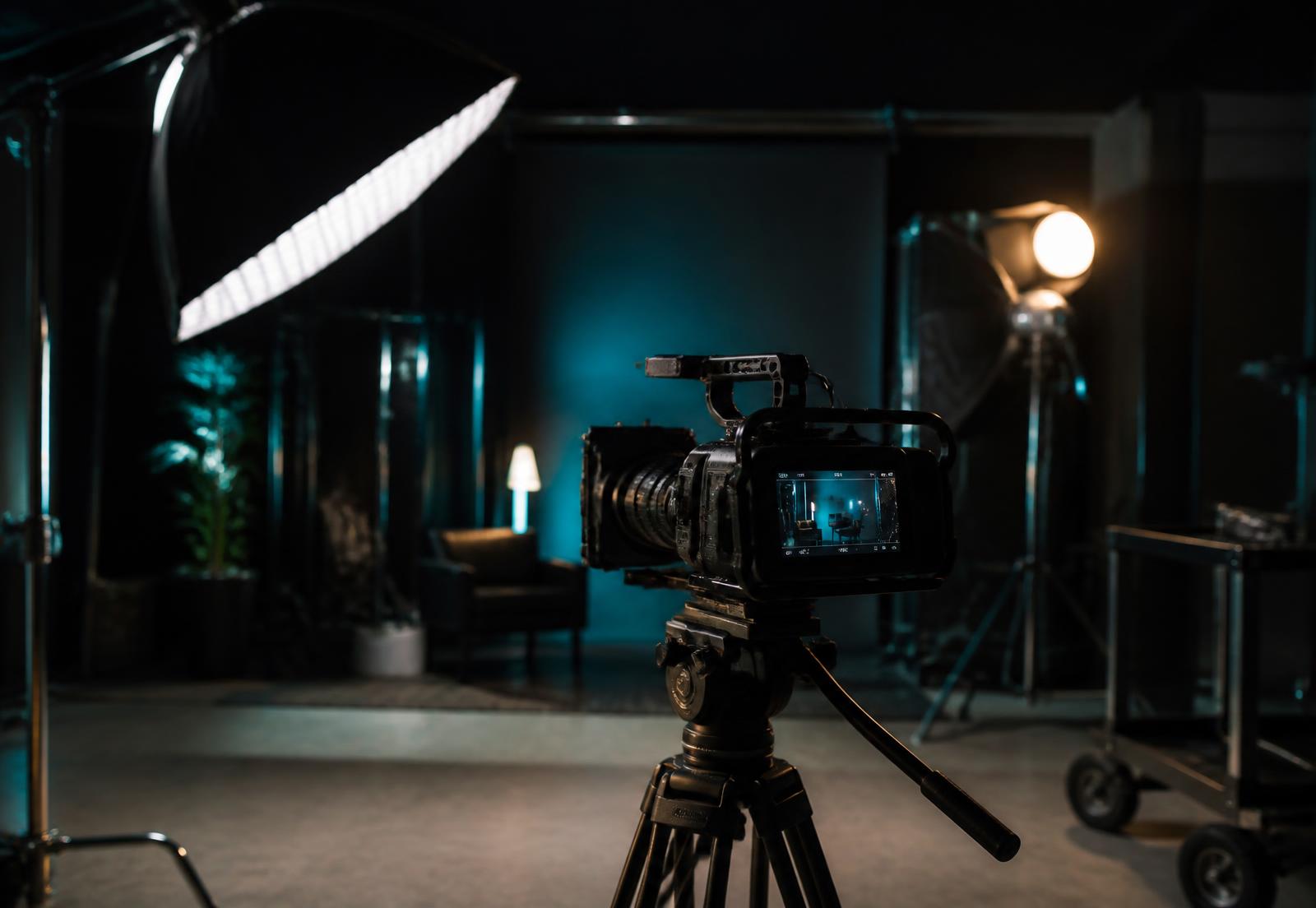Produktionsstudio von PulsMind mit Kamera und Lichtsetup