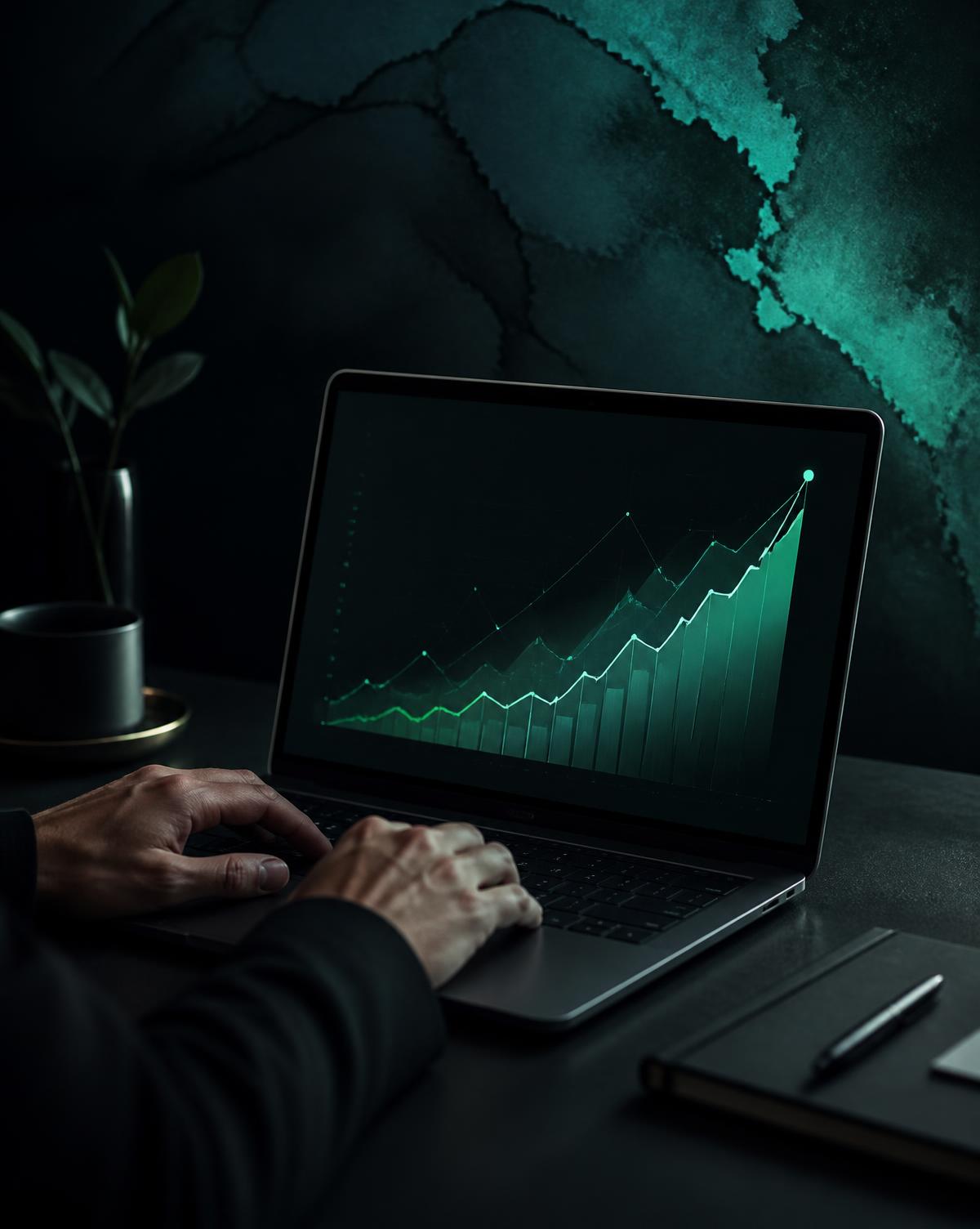 Analysis of rising campaign performance on a laptop